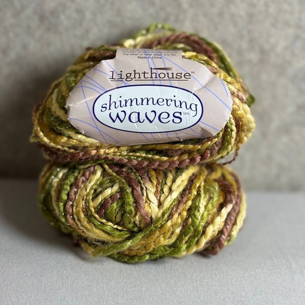 Lighthouse Shimmering Waves Yarn 2 Sk Green Brown Bamboo Lurex Sparkle Medium 4